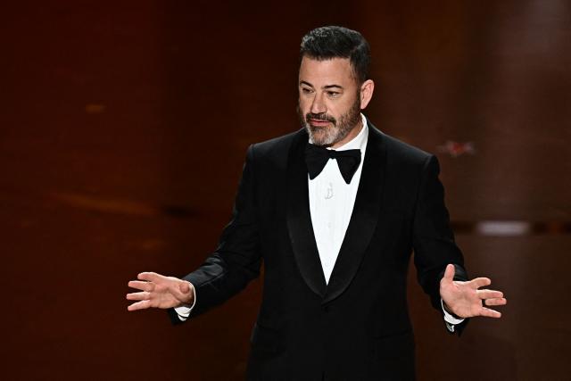 (FILES) TV host Jimmy Kimmel speaks onstage during the 96th Annual Academy Awards at the Dolby Theatre in Hollywood, California on March 10, 2024. September 17, 2025 ABC says Jimmy Kimmel taken off air 'indefinitely' after Charlie Kirk comments (Photo by Patrick T. Fallon / AFP)