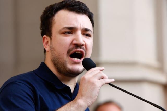 (FILES) Former Columbia University student and pro-Palestinian protest leader Mahmoud Khalil speaks at a press conference outside the Cathedral of St. John the Divine in New York on June 22, 2025. A judge in the southern US state of Louisiana has ordered prominent pro-Palestinian protest leader Mahmoud Khalil to be deported to Algeria or Syria after failing to disclose information on his green card application, according to court documents filed September 17, 2025. (Photo by kena betancur / AFP)
