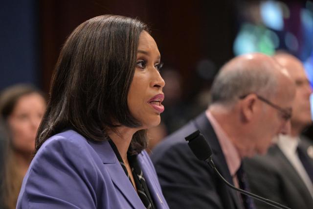District of Columbia Mayor Muriel Bowser testifies during a House Oversight and Government Reform Committee hearing on the oversight of the District of Columbia, on Capitol Hill in Washington, DC, on September 18, 2025. (Photo by Oliver Contreras / AFP)