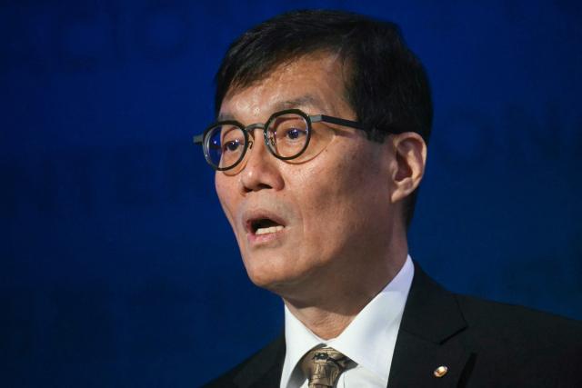 Governor of the Bank of Korea Rhee Chang-Yong speaks at the 2025 Michel Camdessus Annual Central Banking Lecture at the IMF headquarters in Washington, DC on September 18, 2025. (Photo by Jim WATSON / AFP)