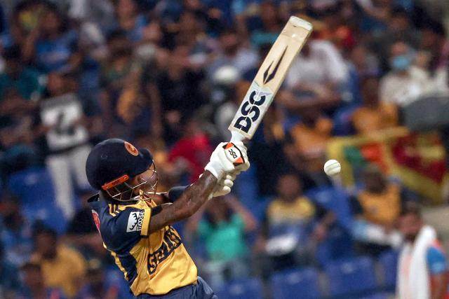 Sri Lanka's Pathum Nissanka plays a shot during the Asia Cup 2025 Twenty20 international cricket match between Afghanistan and Sri Lanka at the Sheikh Zayed Cricket Stadium in Abu Dhabi on September 18, 2025. (Photo by Fadel SENNA / AFP)