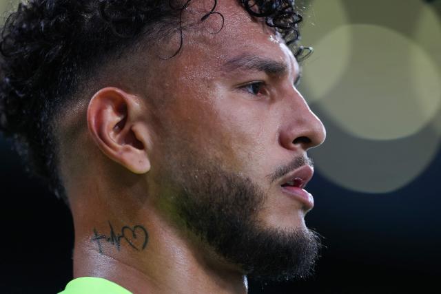 Sporting Lisbon's Colombian forward #97 Luis Suarez looks on during the warm up before the UEFA Champions League first round day 1 football match between Sporting CP and Kairat Almaty at Alvalade stadium in Lisbon on September 18, 2025. (Photo by PATRICIA DE MELO MOREIRA / AFP)