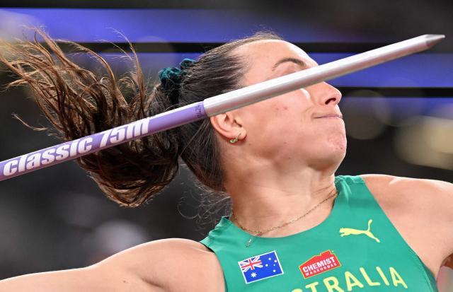 Australia's athlete Mackenzie Little competes in the women's javelin throw Group A qualification during the World Athletics Championships in Tokyo on September 19, 2025. (Photo by Kirill KUDRYAVTSEV / AFP)