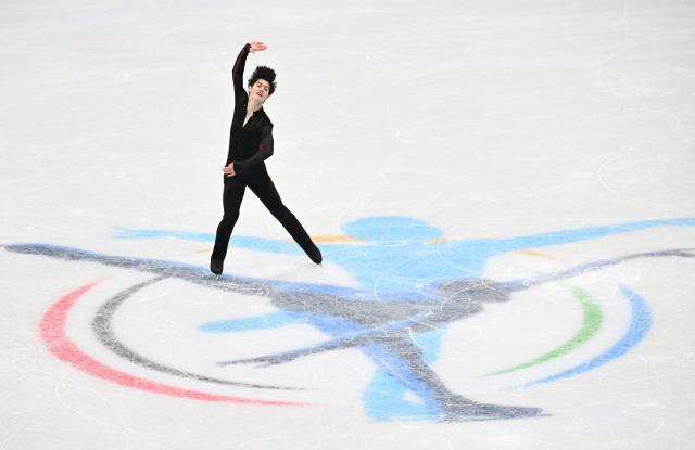 Kazakhstan's Dias Jirenbayev competes in the men's short program during the ISU Skate to Milano Figure Skating Qualifier 2025 in Beijing on September 20, 2025. (Photo by ADEK BERRY / AFP)