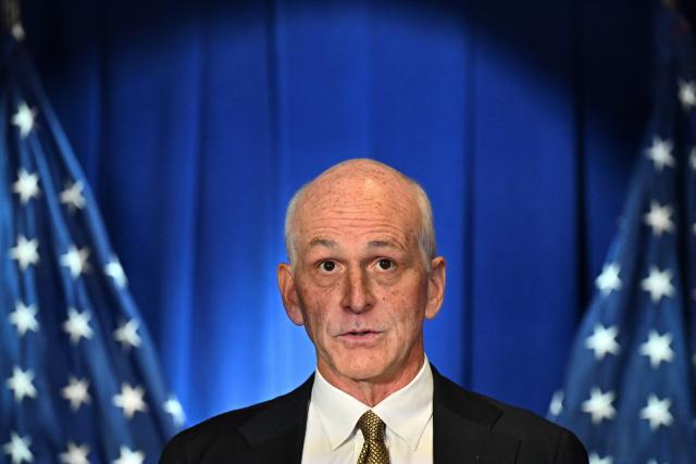US Representative Adam Smith, Democratic ranking member of the House Armed Services Committee, attends a press conference at the US embassy in Beijing on September 23, 2025. (Photo by Pedro PARDO / AFP)