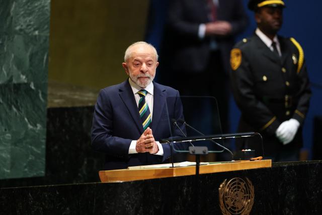 Brazil's President Luiz Inacio Lula da Silva speaks during the General Debate of the United Nations General Assembly at the UN headquarters in New York City on September 23, 2025. (Photo by ANGELA WEISS / AFP)