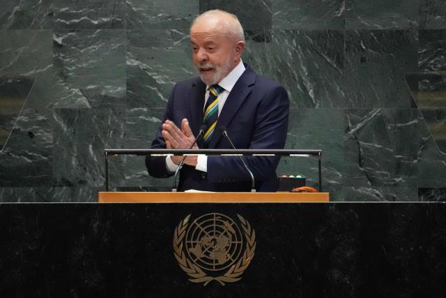 Brazil's President Luiz Inacio Lula da Silva speaks during the General Debate of the United Nations General Assembly at the UN headquarters in New York City on September 23, 2025. (Photo by TIMOTHY A. CLARY / AFP)