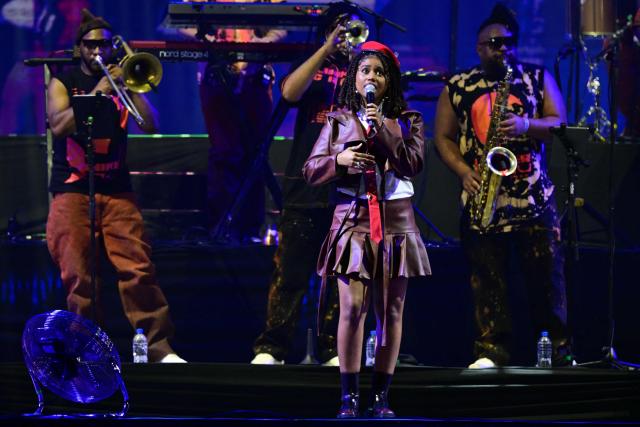 Brazilian singer Melly performs during the Doce Maravilha music festival at the Jockey Club of Rio de Janeiro, Brazil on September 28, 2025. (Photo by Pablo PORCIUNCULA / AFP)