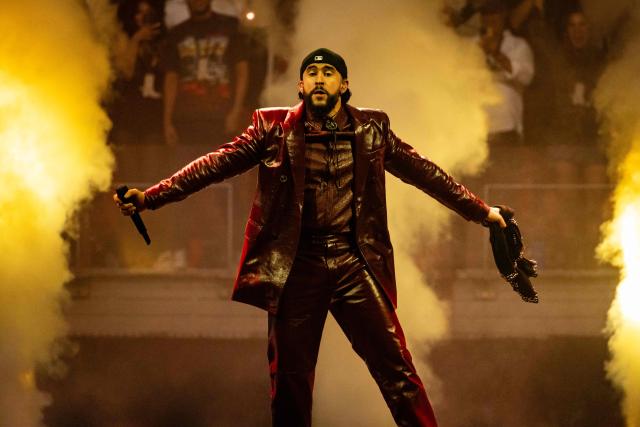 (FILES) Puerto Rican singer Bad Bunny performs on stage during his "Most Wanted Tour" at the Kaseya Center in Miami on May 24, 2024. Grammy-winning Puerto Rican rapper Bad Bunny will headline next year's Super Bowl halftime show, the NFL said on September 28, ending speculation that Taylor Swift was being lined up for the American football showpiece.
Bad Bunny, who earlier this month said he would not perform in the United States during his world tour starting in November due to concerns about US immigration raids at his concerts, will take center-stage at the Super Bowl in Santa Clara, California on February 8. (Photo by Eva Marie UZCATEGUI / AFP)