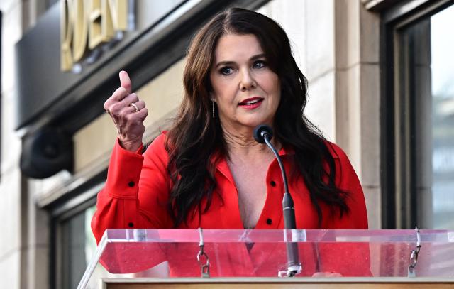 US actress Lauren Graham speaks during her Hollywood Walk of Fame ceremony in Hollywood, California, on October 3, 2025. (Photo by Frederic J. BROWN / AFP)