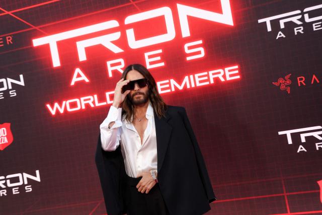US actor, producer and musicial Jared Leto attends the world premiere of Disney's "Tron: Ares" at the TCL Chinese Theatre in Hollywood, California on October 6, 2025. (Photo by VALERIE MACON / AFP)