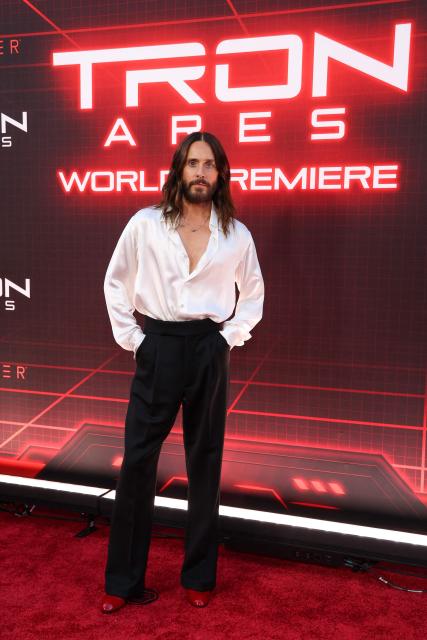 US actor, producer and musicial Jared Leto attends the world premiere of Disney's "Tron: Ares" at the TCL Chinese Theatre in Hollywood, California on October 6, 2025. (Photo by VALERIE MACON / AFP)