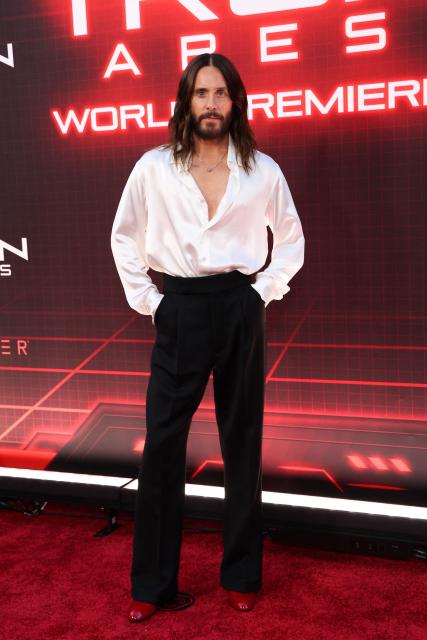 US actor, producer and musicial Jared Leto attends the world premiere of Disney's "Tron: Ares" at the TCL Chinese Theatre in Hollywood, California on October 6, 2025. (Photo by VALERIE MACON / AFP)