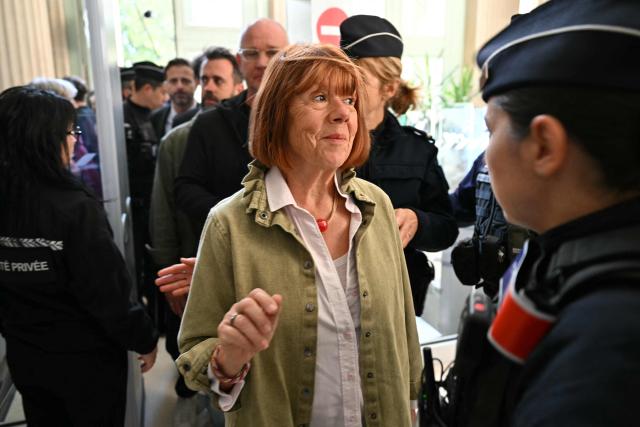 Gisele Pelicot arrives for the appeal trial in the Mazan rape case at the Nimes courthouse, southern France, in Nimes on October 7, 2025. The trial takes place at the Court of Appeal in Nîmes from October 6 to October 9, 2025. Only one of the 51 men convicted in Avignon during the first trial will ultimately be tried on appeal. The sixteen others who had appealed all withdrew their appeals. (Photo by Christophe Simon / AFP)