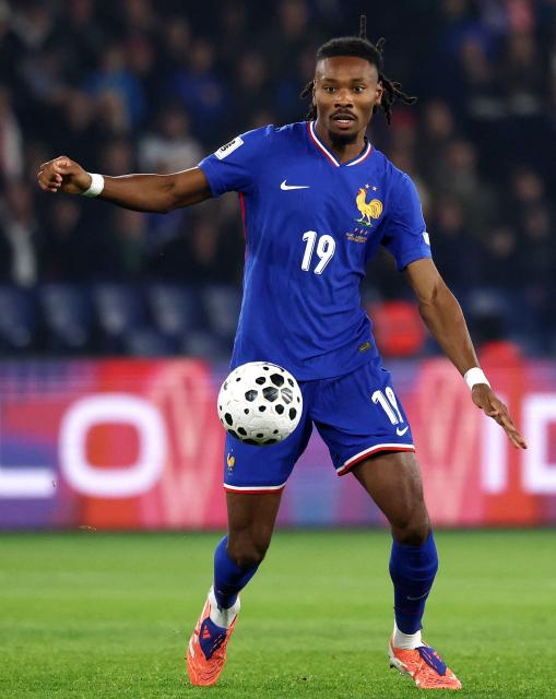 France's midfielder #6 Khephren Thuram controls the ball during the FIFA World Cup 2026 Group D European qualification football match between France and Azerbaijan at the Parc des Princes Stadium in Paris on October 10, 2025. (Photo by FRANCK FIFE / AFP)