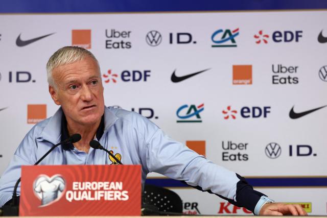 Didier Deschamps, head coach of France's national football team, addresses a press conference at the Laugardalsvollur stadium in Reykjavik, Iceland, on October 12, 2025, on the eve of the first round, group D, 2026 World Cup qualifying football match between Iceland and France. (Photo by FRANCK FIFE / AFP)