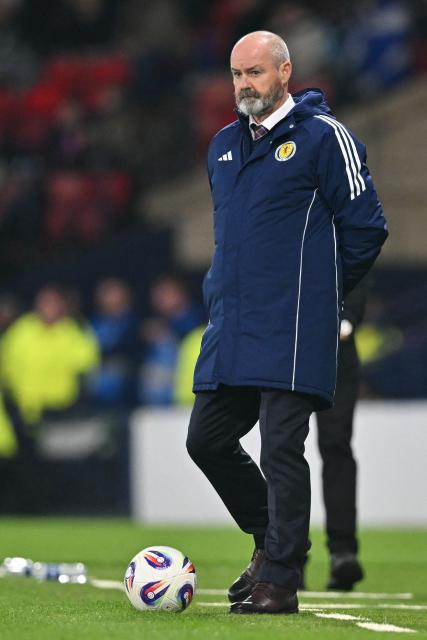 Scotland's head coach Steve Clarke looks on during the 2026 World Cup Group C qualifier football match between Scotland and Belarus, at Hampden Park Stadium, in Glasgow, on October 12, 2025. (Photo by ANDY BUCHANAN / AFP)