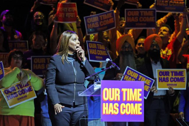 New York Attorney General Letitia James walks on stage during New York City Democratic mayoral candidate Zohran Mamdani's rally in Washington Heights, New York on October 13, 2025. (Photo by CHARLY TRIBALLEAU / AFP)