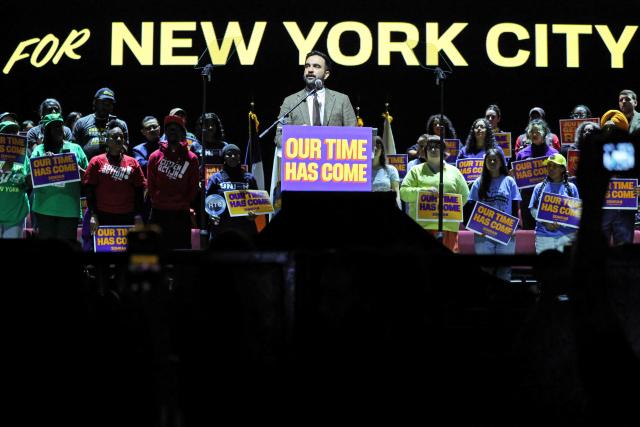 New York City Democratic mayoral candidate Zohran Mamdani speaks during a rally in Washington Heights, New York on October 13, 2025. (Photo by CHARLY TRIBALLEAU / AFP)