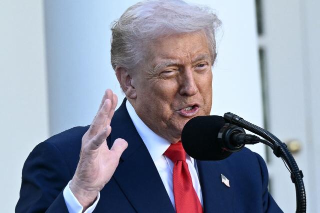 US President Donald Trump participates in a Medal of Freedom Ceremony for late US right-wing activist Charlie Kirk in the Rose Garden of the White House in Washington, DC, on October 14, 2025. Kirk was shot dead on a Utah college campus on September 10, 2025, sparking a wave of grief among conservatives, and threats of a clampdown on the "radical left" from President Donald Trump. (Photo by Brendan SMIALOWSKI / AFP)