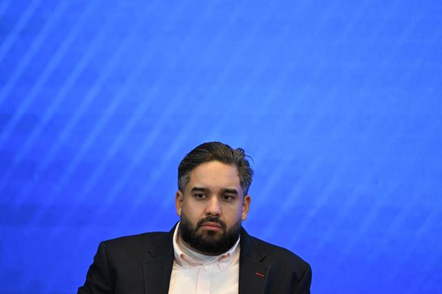 Venezuelan Deputy Nicolas Maduro Guerra looks on during a National Council for Sovereignty and Peace event in Caracas on October 14, 2025. President Donald Trump said Tuesday that another strike on boats allegedly taking drugs from Venezuela toward the United States had killed six "narcoterrorists." (Photo by Juan BARRETO / AFP)