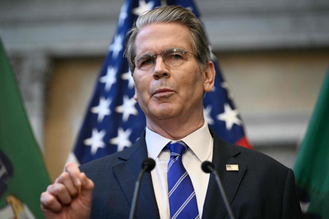 US Treasury Secretary Scott Bessent, delivers remarks on "Game Plan for US Investment" on the sidelines of the IMF/World Bank annual meetings at CNBC Invest in America Forum, in Washington, DC on October 15, 2025. (Photo by Brendan SMIALOWSKI / AFP)
