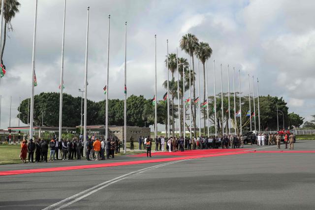 Officials prepare at the Jomo Kenyatta International Airport (JKIA) in Nairobi on October 16, 2025 ahead of the arrival of Odinga's body following his death at the age of 80 during a health visit to India. Kenyan opposition leader Raila Odinga has died at the age of 80 during a health visit to India, local police said on October 15, 2025.
Odinga was the perennial opposition figure of Kenyan politics, running unsuccessfully for the presidency on five occasions, most recently in 2022. 
He remained a dominant force, able to rally huge numbers, particularly from his native western Kenya. (Photo by Tony Karumba / AFP)