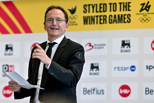 BOIC - COIB chairman Jean-Michel Saive specks during the presentation of the official Belgian outfit of 'Team Belgium' for the Milano Cortina 2026 Olympic and Paralympic Games, at the gala event 'Styled to the Winter Games' of the BOIC-COIB Belgian olympic committee, in Zaventem, on October 16, 2025. (Photo by DIRK WAEM / Belga / AFP) / Belgium OUT