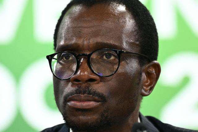 South Africa's Deputy Finance Minister David Masondo speaks at a G-20 briefing during the IMF/World Bank annual meetings at the IMF headquarters in Washington, DC, on October 16, 2025. (Photo by Brendan SMIALOWSKI / AFP)