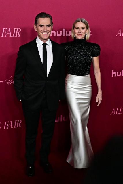 British actress Naomi Watts (R) and husband US actor Billy Crudup attend the world premiere of the Hulu original series "All's Fair" at the DGA Theater in Los Angeles on October 16, 2025. (Photo by Frederic J. Brown / AFP)