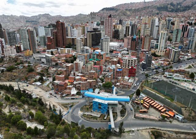 Aerial view of La Paz, taken on October 17, 2025. Bolivia will hold the runoff presidential election on October 19, 2025. (Photo by Aizar RALDES / AFP)