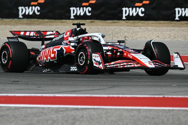 Haas F1 Team's French driver Esteban Ocon races during the practice session for the United States Formula One Grand Prix at the Circuit of the Americas in Austin, Texas, on October 17, 2025. (Photo by RONALDO SCHEMIDT / AFP)