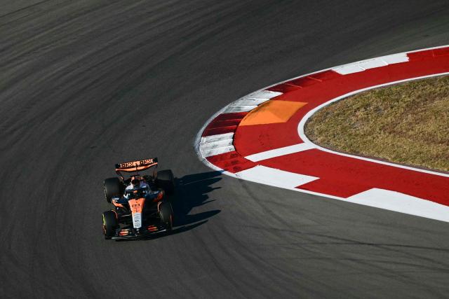 McLaren's Australian driver Oscar Piastri races during the Sprint Qualifying ahead of the United States Formula One Grand Prix at the Circuit of the Americas in Austin, Texas, on October 17, 2025. (Photo by Jim WATSON / AFP)