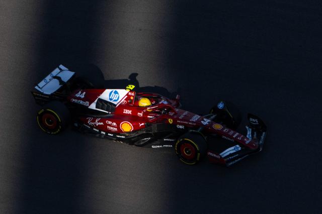 Ferrari's British driver Lewis Hamilton races during the Sprint Qualifying ahead of the United States Formula One Grand Prix at the Circuit of the Americas in Austin, Texas, on October 17, 2025. (Photo by Jim WATSON / AFP)