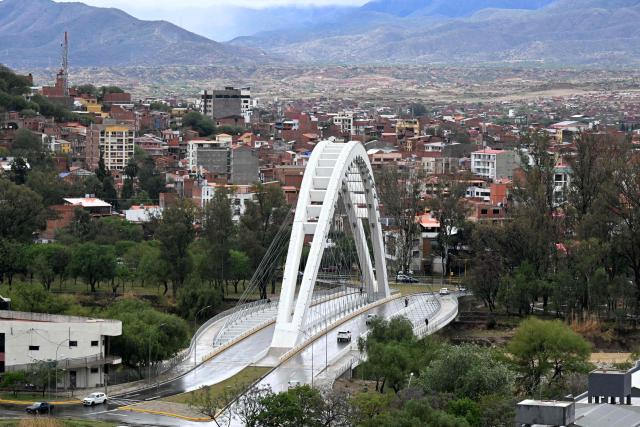 A view of Puente Bicentenario in Tarija, Bolivia, taken on October 18, 2025. (Photo by AIZAR RALDES / AFP)