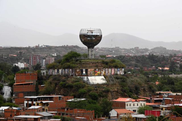 A view of Plaza Mirador La Copa, a public square and park known for its large-scale monument shaped like a wine cup, in Tarija, Bolivia, on October 18, 2025. (Photo by AIZAR RALDES / AFP)