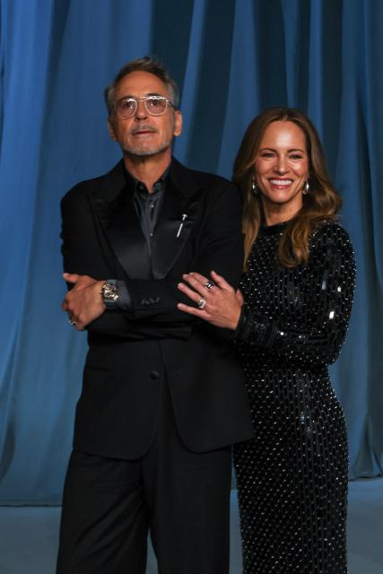 US actor Robert Downey Jr. and Susan Downey attend the Academy Museum Gala at the Academy Museum of Motion Pictures in Los Angeles on October 18, 2025. (Photo by VALERIE MACON / AFP)