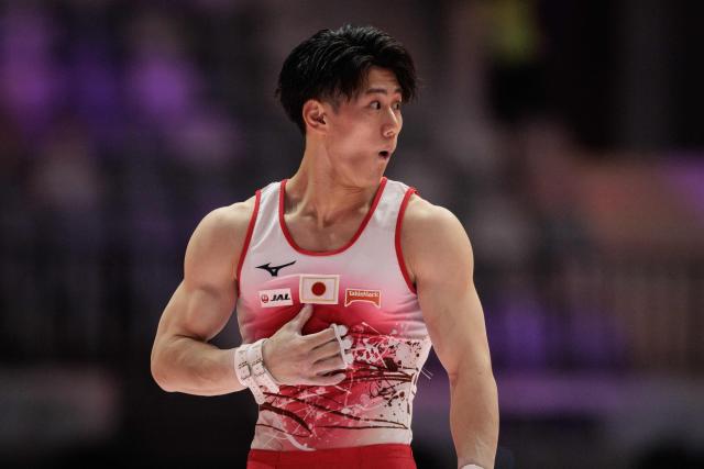Japan's Daiki Hashimoto reacts during the men's qualifying session at the 53rd FIG Artistic Gymnastics World Championships In Jakarta on October 19, 2025. (Photo by Yasuyoshi CHIBA / AFP)