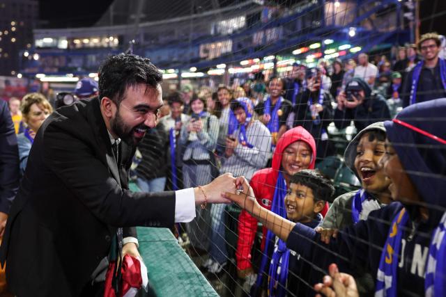 Democratic candidate for Mayor of New York City Zohran Mamdani greets attendants to "The Cost of Living Classic" soccer tournament with NYC Footy soccer league on October 19, 2025 in New York City. (Photo by ANGELA WEISS / AFP)