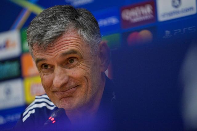 Olympiakos' Spanish coach Jose Luis Mendilibar smiles during a press conference on the eve of the UEFA Champions League league phase match day 3 football match between FC Barcelona and Olympiakos FC at Estadi Olimpic Lluis Companys in Barcelona on October 20, 2025. (Photo by MANAURE QUINTERO / AFP)