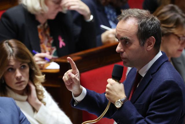 France's Prime Minister Sebastien Lecornu speaks during a session of questions to the government at The National Assembly, France's lower house parliament, in Paris, on October 21, 2025. (Photo by Anne-Christine POUJOULAT / AFP)