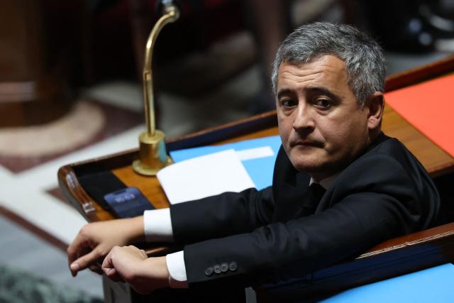 France's Minister of Justice Gerald Darmanin looks on during a session of questions to the government at The National Assembly, France's lower house parliament, in Paris, on October 21, 2025. (Photo by Anne-Christine POUJOULAT / AFP)