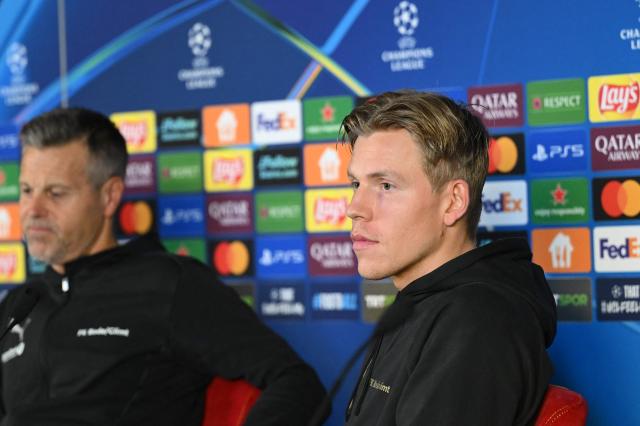 Bodoe/Glimt's Norwegian forward Jens Petter Hauge holds a press conference on the eve of their UEFA Champions League, league phase - day 3, football match against Galatasaray at the Rams Park in Istanbul on October 21, 2025. (Photo by Yasin AKGUL / AFP)