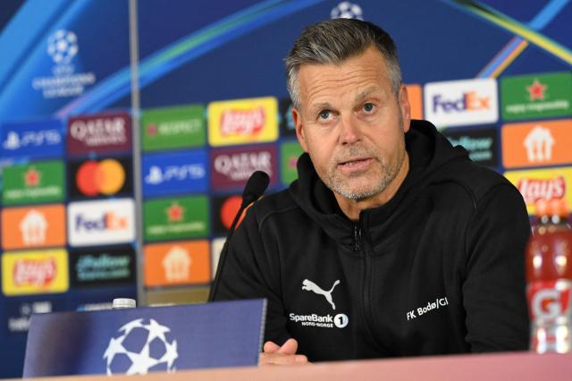 Bodoe/Glimt's Norwegian head coach Kjetil Knutsen holds a press conference on the eve of their UEFA Champions League, league phase - day 3, football match against Galatasaray at the Rams Park in Istanbul on October 21, 2025. (Photo by Yasin AKGUL / AFP)