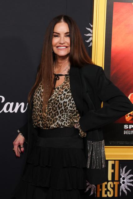 US model Janice Dickinson attends the AFI opening night premiere of "Springsteen: Deliver Me From Nowhere" at the TCL Chinese Theatre in Hollywood, California on October 22, 2025. (Photo by VALERIE MACON / AFP)