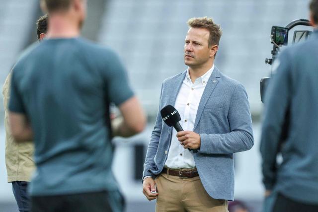 Former Blackcap Neil Wagner is seen before the start of the third Twenty20 international cricket match between New Zealand and England at Eden Park in Auckland on October 23, 2025. (Photo by DJ MILLS / AFP)
