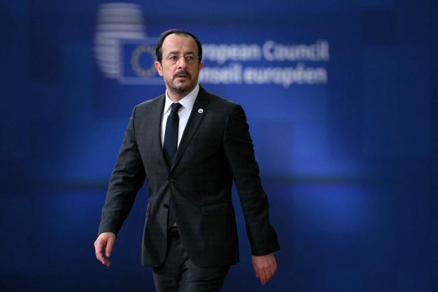 Cyprus' President Nikos Christodoulides arrives for a European Council meeting gathering the 27 EU leaders to discuss Ukraine, European defence, recent developments in the Middle East, competitiveness, housing and migration, in Brussels on October 23, 2025. (Photo by NICOLAS TUCAT / AFP)