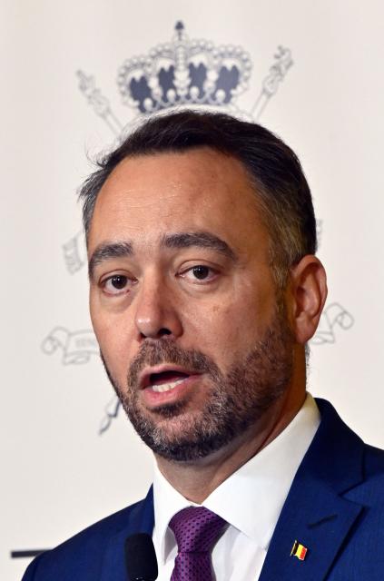 Belgium's Vice-Prime Minister and Foreign Minister, Maxime Prevot, attends the signing of an agreement between Belgium and Morocco on security, justice and migration, at the Egmont Palace in Brussels, on October 23, 2025. (Photo by ERIC LALMAND / Belga / AFP) / Belgium OUT