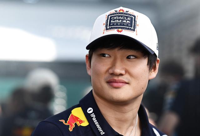Red Bull Racing's Japanese driver Yuki Tsunoda looks on as he walks in the paddock ahead of the Mexico City Formula One Grand Prix at the Hermanos Rodriguez racetrack in Mexico City on October 23, 2025. (Photo by Carl DE SOUZA / AFP)