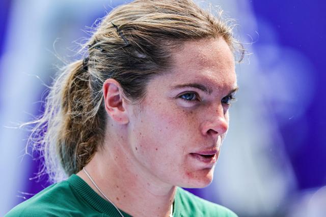 USA´s Caty McNally looks on after a point against New Zealand´s Lulu Sun during their women's singles quarterfinal match at the Guangzhou Open tennis tournament in Guangzhou? China's southern Guangdong province on October 24, 2025. (Photo by AFP)